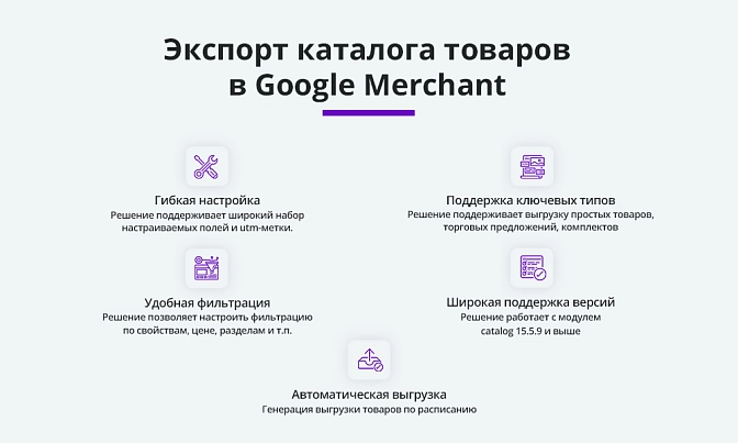 Экспорт товаров в Google Merchant, VK Реклама, Яндекс Директ, TikTok, Facebook, Instagram для Битрикс описание возможностей 1