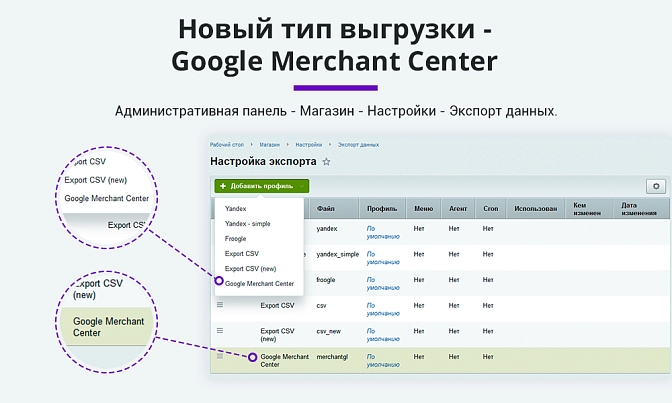 Экспорт товаров в Google Merchant, VK Реклама, Яндекс Директ, TikTok, Facebook, Instagram для Битрикс описание возможностей 2