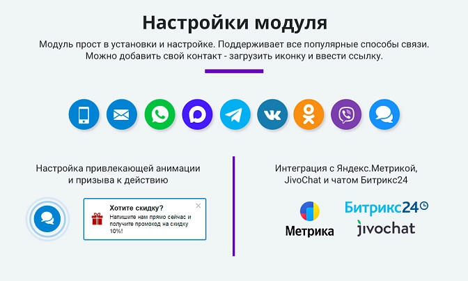 Мультикнопка для связи с клиентом для Битрикс описание возможностей 6