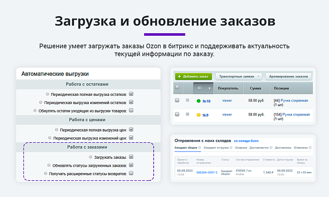 Интеграция с Ozon по API для Битрикс описание возможностей 4