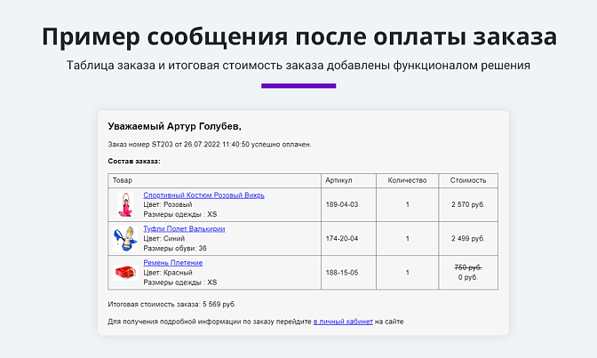 Расширенные письма заказов для Битрикс описание возможностей 3